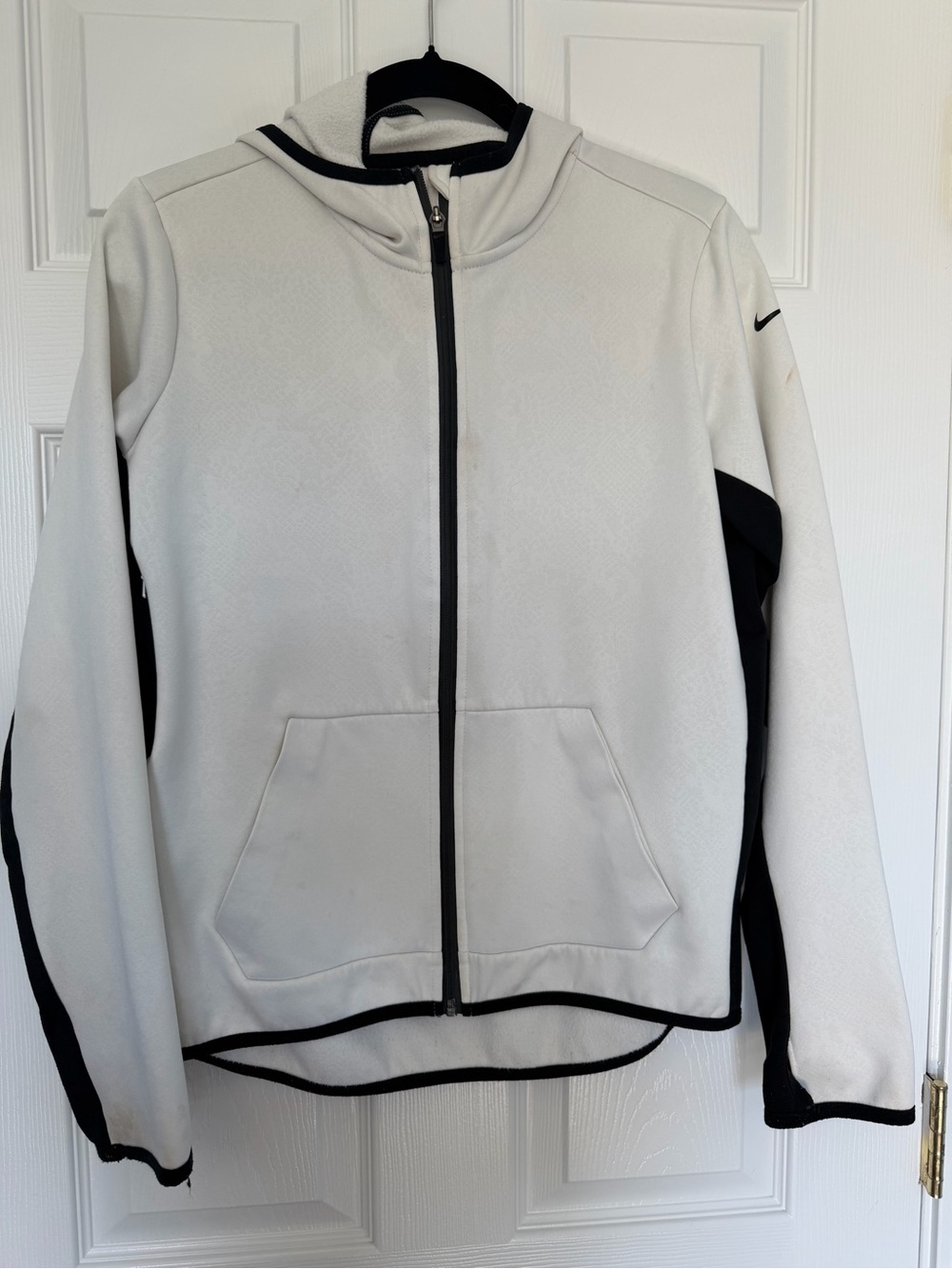 Nike Women's All Time Tech Vixen Full-Zip Hoodie White Black Size Medium STAINS